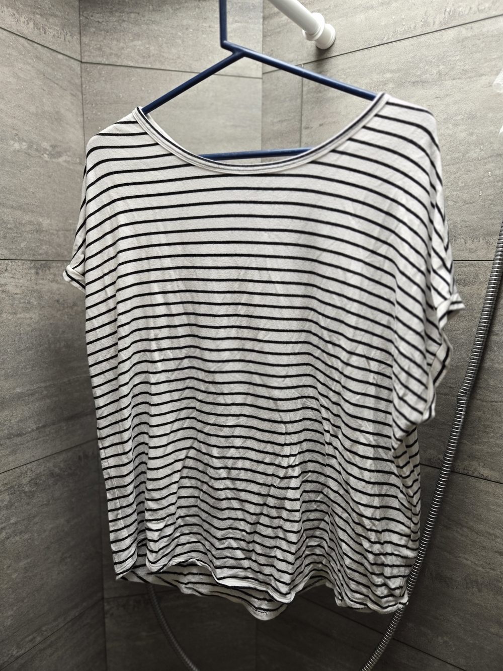 Buffalo David Bitton White and Black Striped Short Sleeve Tee